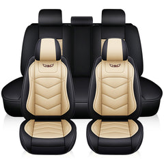 Universal Full Leather Car Seat Cover Set - 1/5PCS, Single/Full, Breathable Cushion Pad for Front Seats