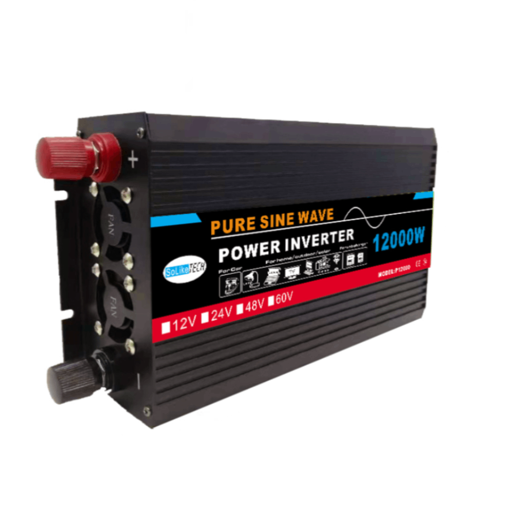 2-4KW Pure Sine Wave Inverter 12V/24V/48V/60V to 220V Battery Charger UPS for Solar System, Home, RV, Camping