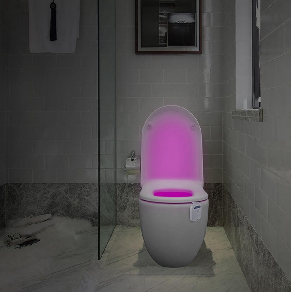 Anion Smart PIR Motion Sensor LED Night Light - Colorful, Battery-Powered Air Clean Toilet Lamp for Bathroom