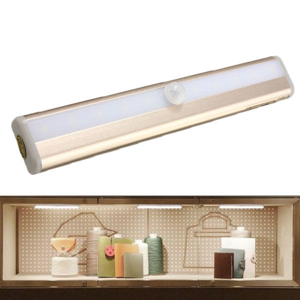 10 LED Cabinet Light with PIR Motion Sensor for Closet, Cupboard, and Night Use - 6V LED Strip Light