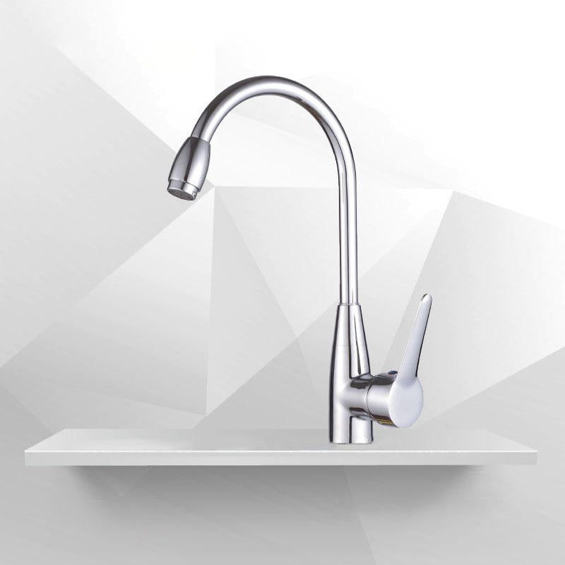 Red-crowned Crane Single Hole Hot & Cold High Curved Basin Kitchen Faucet