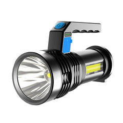 2PCS P500 Long Range 500m Flashlight with COB Sidelight, USB Rechargeable LED Spotlight, Powerful Handheld Searchlight