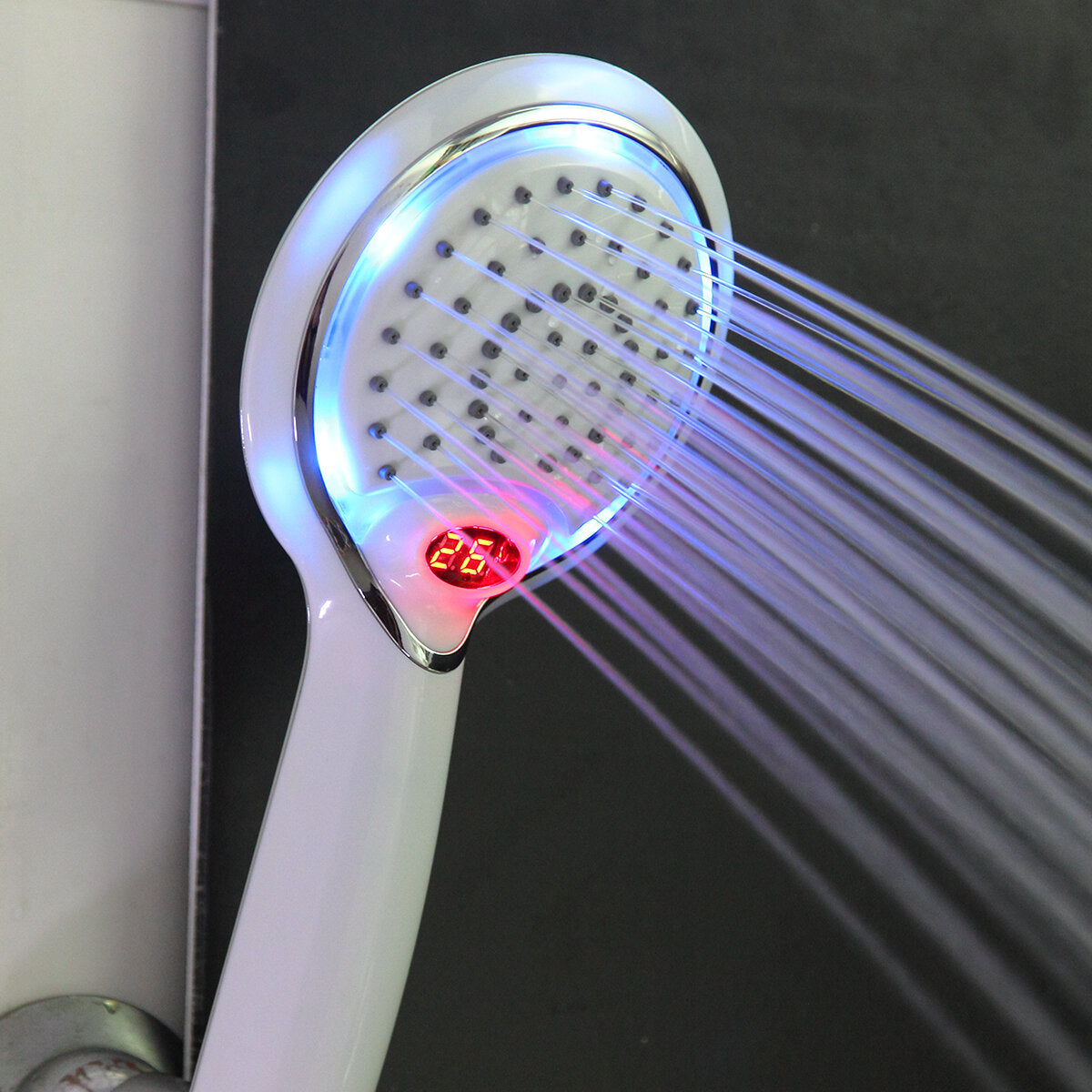 Adjustable LED Light Shower Head with Digital Display - Handheld for Bathroom, Variable Water Speed