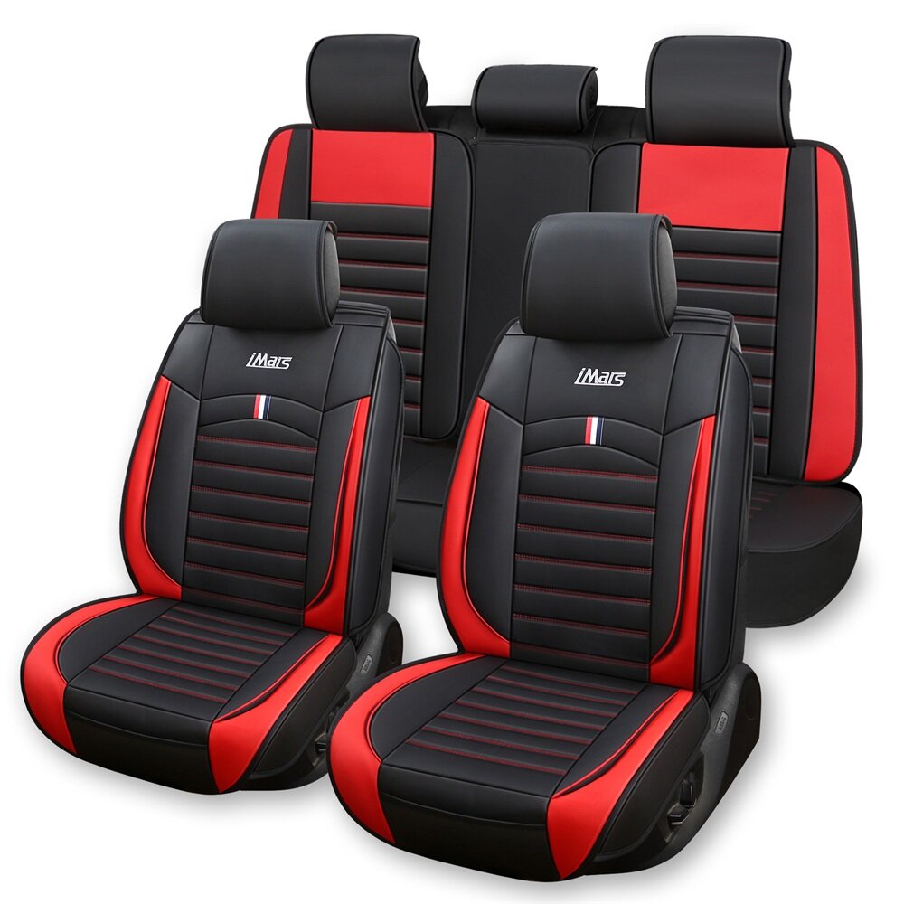 Universal 5PCS PU Leather Car Seat Covers Set - Breathable Cushion Pad Protector