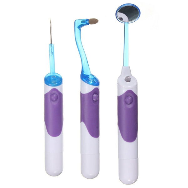 LED Oral Dental Mirror Plaque Remove Tooth Stain Eraser Set