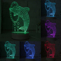 3D Multicolor LED Dolphin Night Light Lamp with Switch for Home Party Decor, 220V