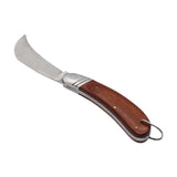 Stainless Steel Mushroom Knife with Rosewood Handle - Folding Sickle Pocket Knife for Electricians, Camping, and Survival