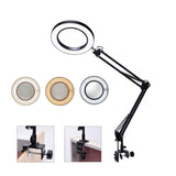 Folding Long Arm Clip Desk Lamp with LED Magnifying Glass, USB Reading Light, Eye Protection for Electronic Maintenance