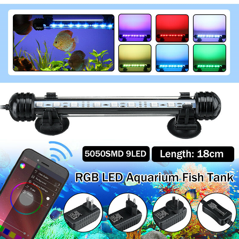 18cm 5050SMD 9LED RGB Aquarium Fish Tank Light - Submersible Waterproof Bar Strip Lamp