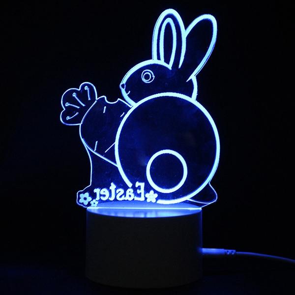 3D Illusion Easter Egg Rabbit LED Night Light - USB Colorful Table Lamp, Holiday Decor, DC5V