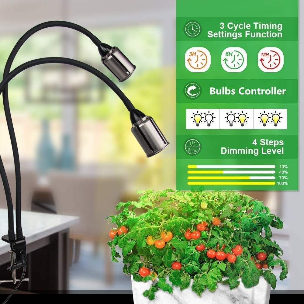 Yellow Double-Headed LED Plant Light - Full Spectrum, Three & Five-Speed Dimming