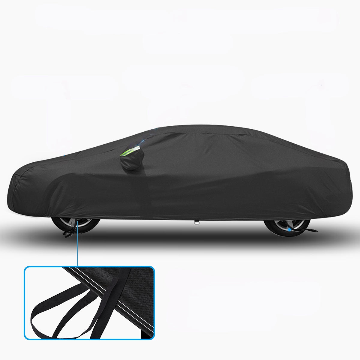 Waterproof All-Weather Car Cover, UV Protection, Windproof, Black, L/XL for Sedan