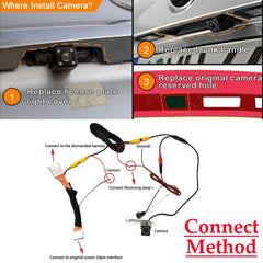 Car Parking Reverse Backup Rear View Camera with 24-Pin Adapter Cable