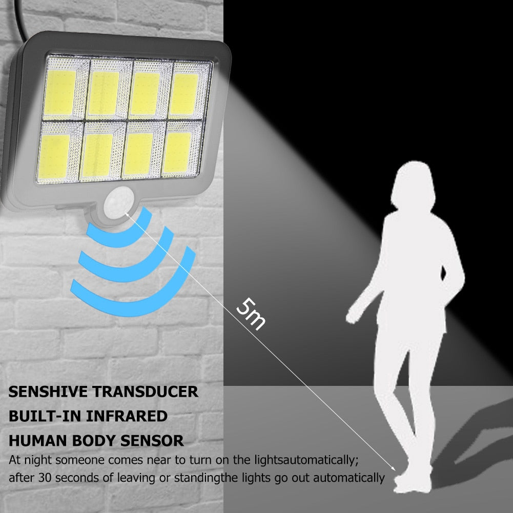 160LED Solar Street Lamp: 3 Modes, Waterproof, PIR Motion Sensor, Outdoor Wall/Garden Light