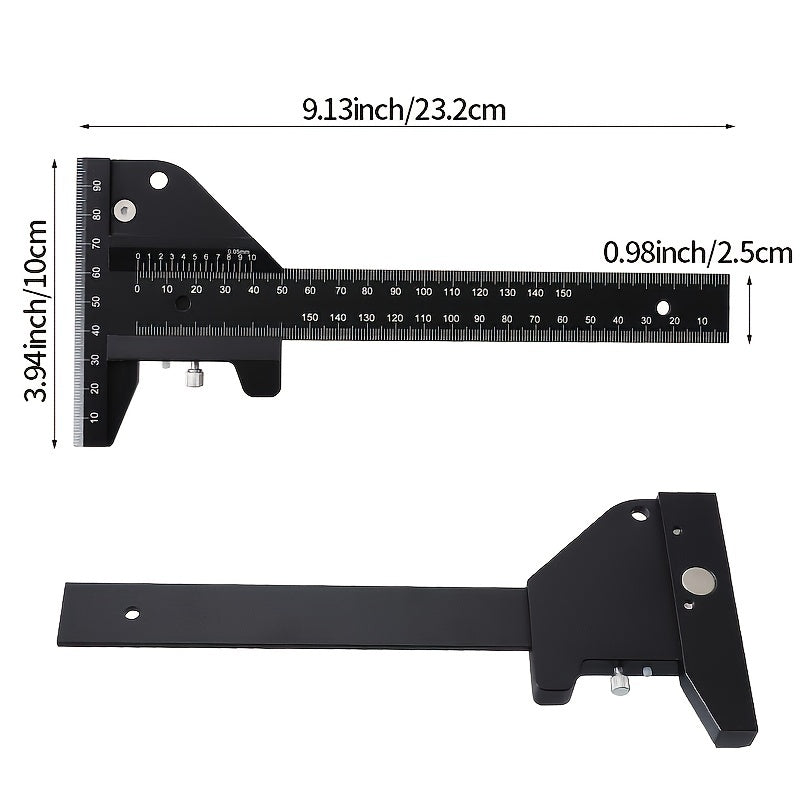 0-150mm Aluminum Alloy Metric Scriber Gauge - Multi-Function Measuring Tool