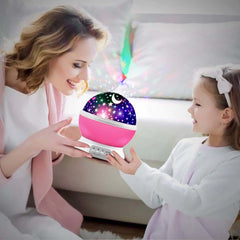 LED Starry Projector Lamp - USB Rotating Moon & Cosmos Night Light for Kids' Bedroom & Living Room