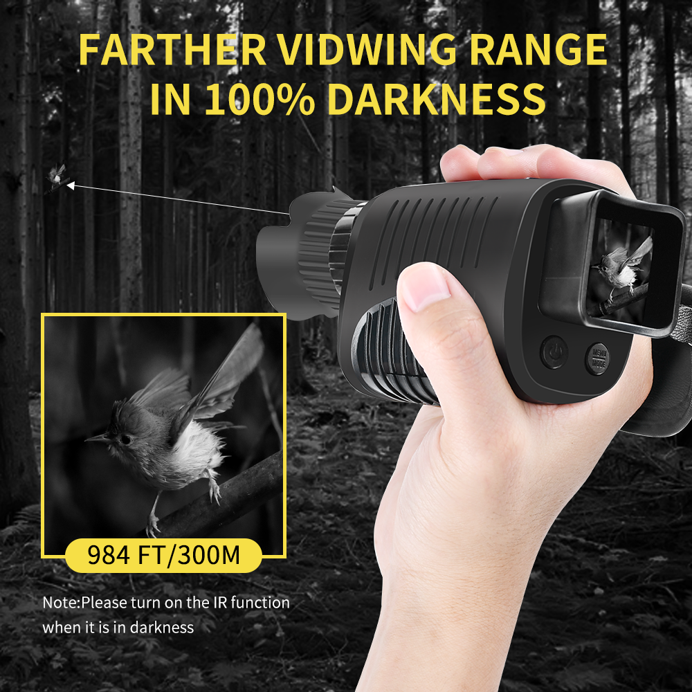 5X 1080P HD Monocular Telescope - Outdoor Day/Night Dual Use, 300m Range