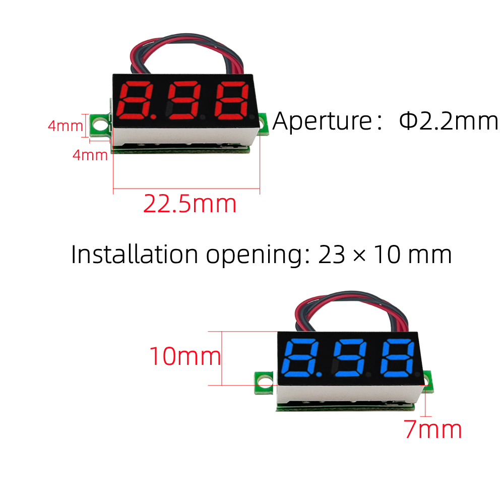 0.28in DC LED Digital Voltmeter, 0-100V, Auto Car Mobile Power Voltage Tester