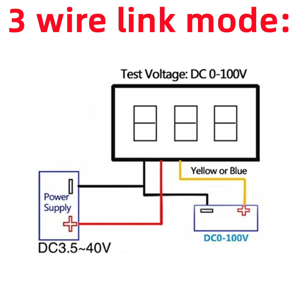 0.28in DC LED Digital Voltmeter, 0-100V, Auto Car Mobile Power Voltage Tester