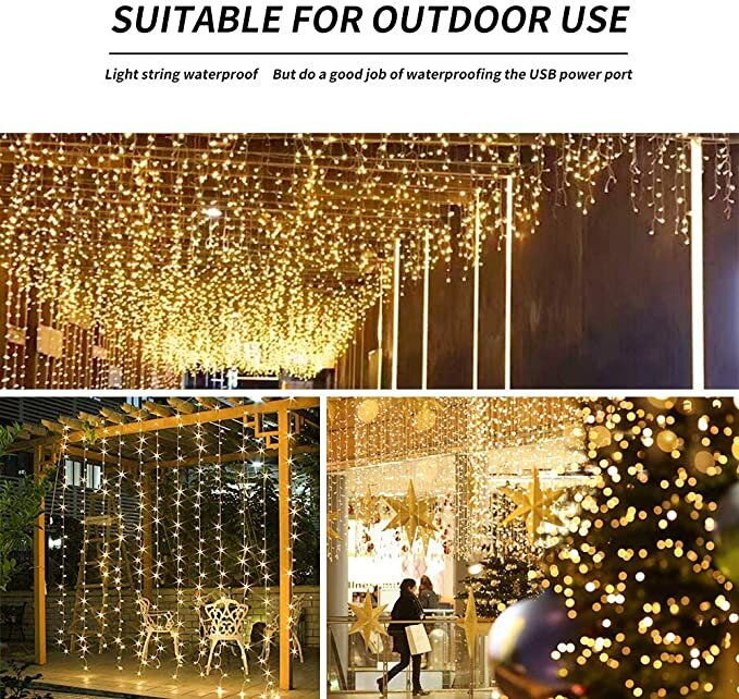 3M Sound-Activated USB Curtain Lights for Christmas, Bedroom, and Wedding Decorations