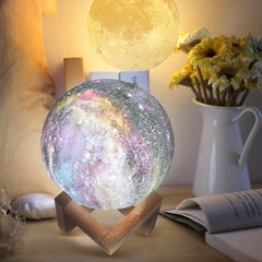 3D Magical Lunar Moon Lamp - USB LED Night Light with Touch Sensor, Galaxy Sky Moonlight