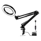 Folding Long Arm Clip Desk Lamp with LED Magnifying Glass, USB Reading Light, Eye Protection for Electronic Maintenance