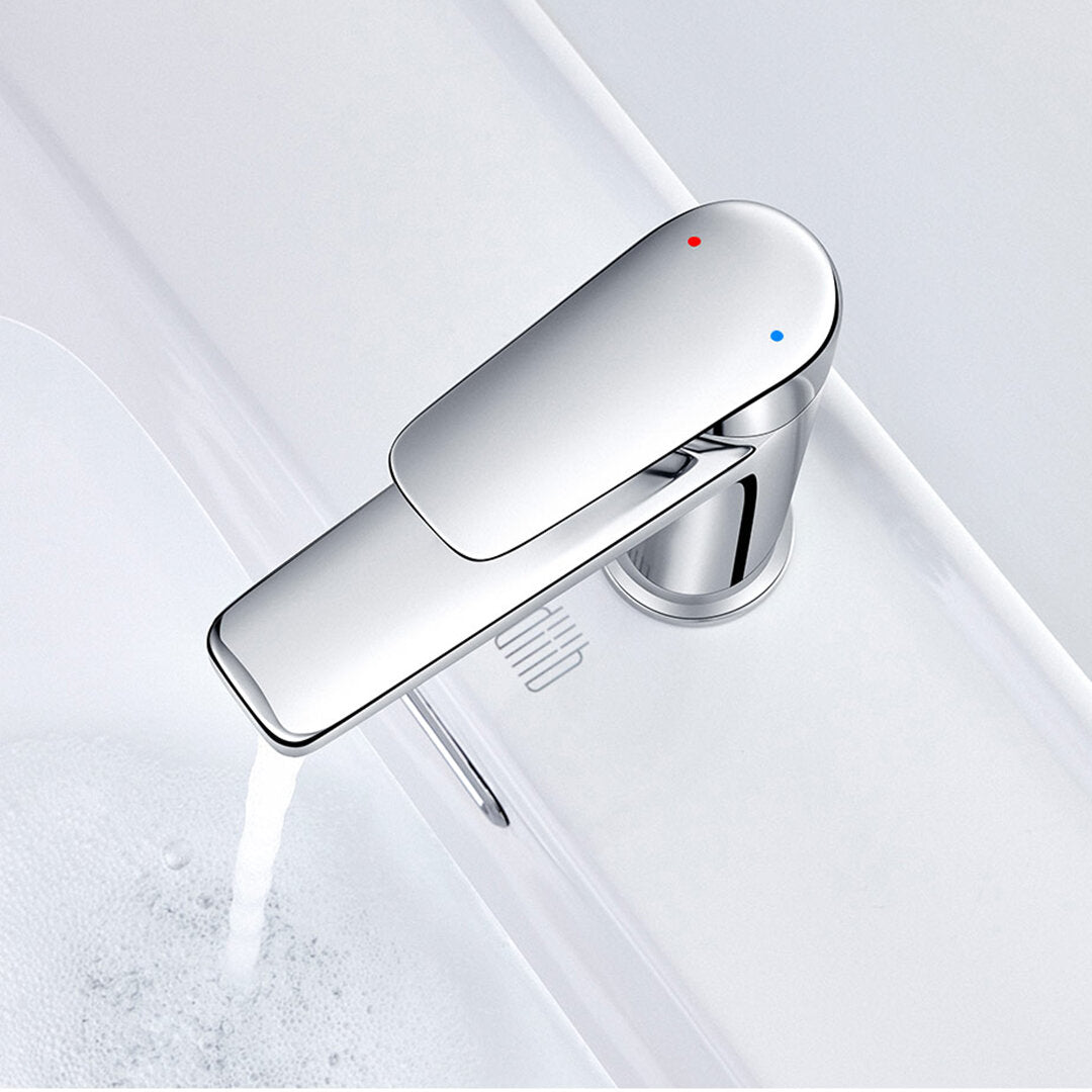 Bathroom Basin Faucet Hot Cold Mixer Tap, Single Handle Deck Mount, Stainless Steel Hose, NEOPERL Bubbler, Ceramic Core