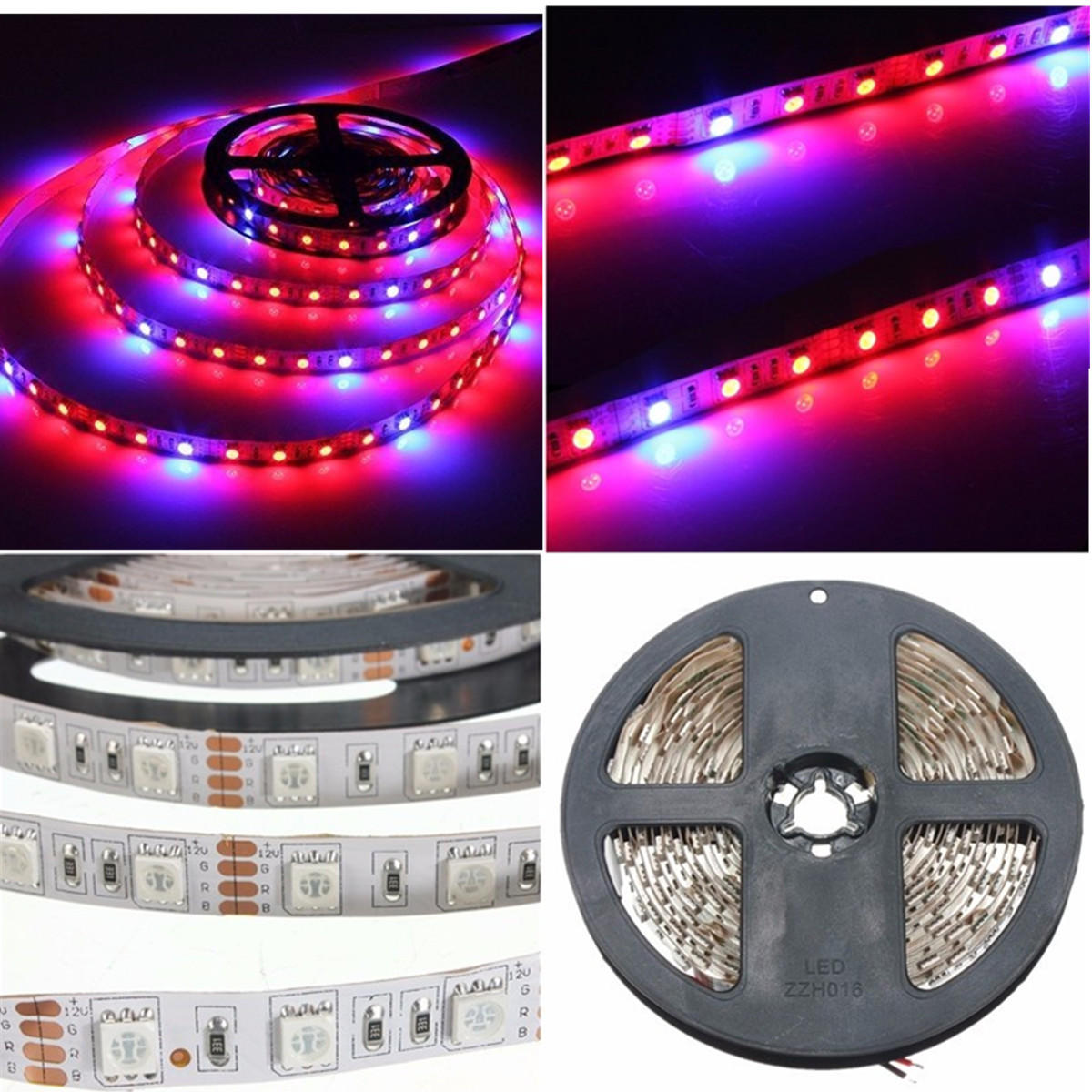 1M-5M SMD5050 LED Grow Lights, Full Spectrum, Non-Waterproof, DC12V Plant Strip Lamp