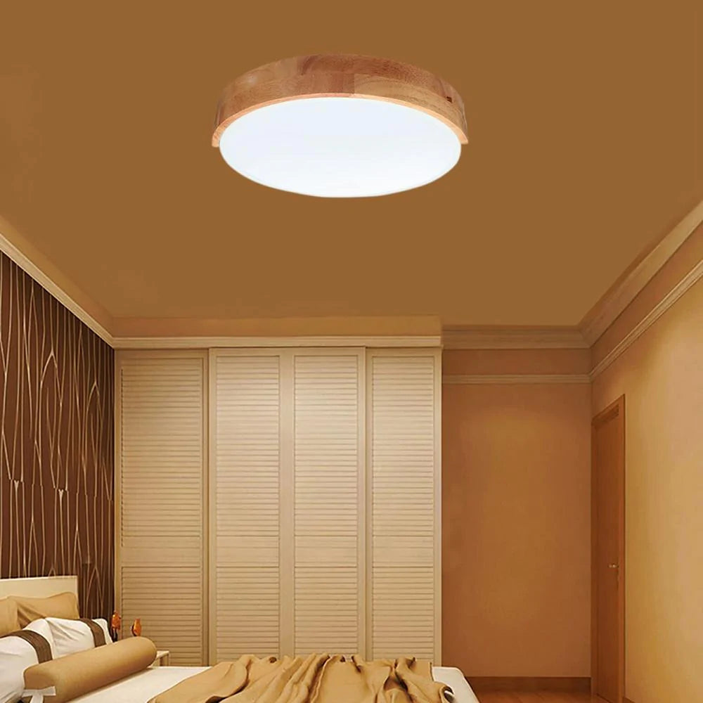 18W Ultra-thin LED Ceiling Light - Colorful Round Acrylic Wood Room Lamp