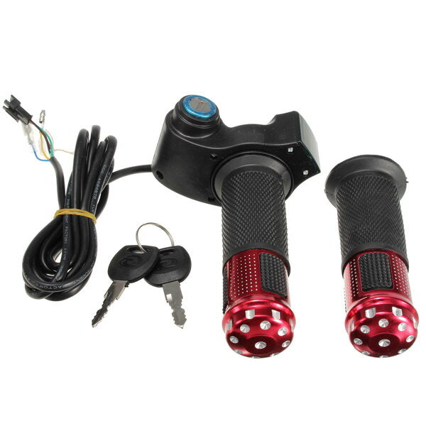 12V-84V Electric Scooter Throttle Grip Handlebar with LED Digital Meter for 24V, 36V, 48V