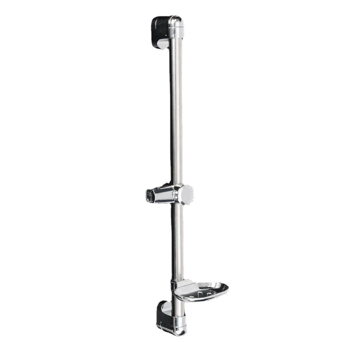 Stainless Steel Adjustable Shower Riser Rail Bar with Soap Dish, Towel Holder, and Shower Head Stand - 610mm