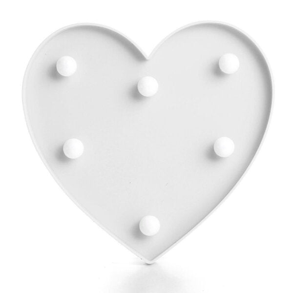 Cute 11 LED Heart Marquee Night Light - Battery Operated Lamp for Baby Kids Bedroom Decor