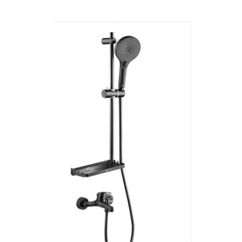 Three-Stage Water Boost Bathroom Shower Faucet Set with Lift Bar and Rain Shower Head