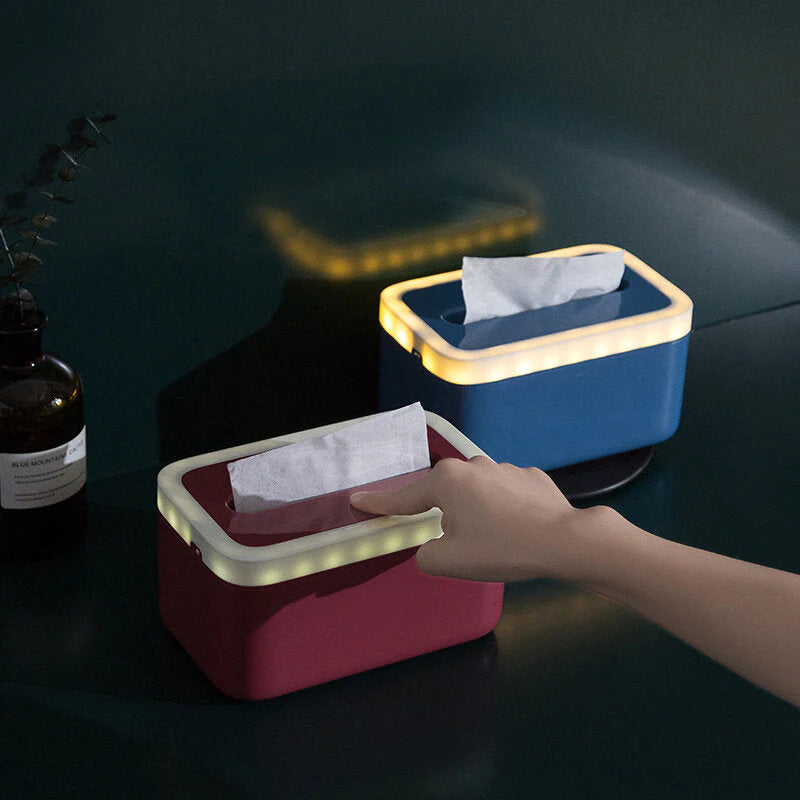 Waterproof Bathroom Tissue Holder with Night Lights - Napkin Dispenser and Tissue Box