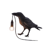 Black/White Resin Crow Table Lamps - Bird Desk Lamp & Bedroom Wall Sconce Light Fixtures