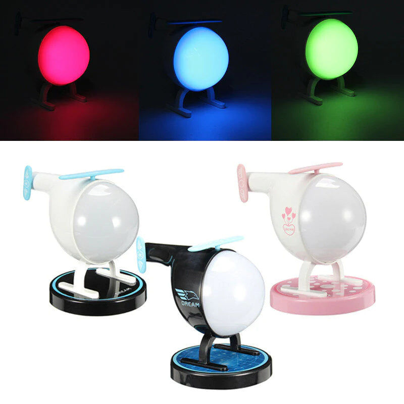 Rechargeable USB Touch Sensor LED Helicopter Night Light with Colorful Timer Atmosphere Lamp