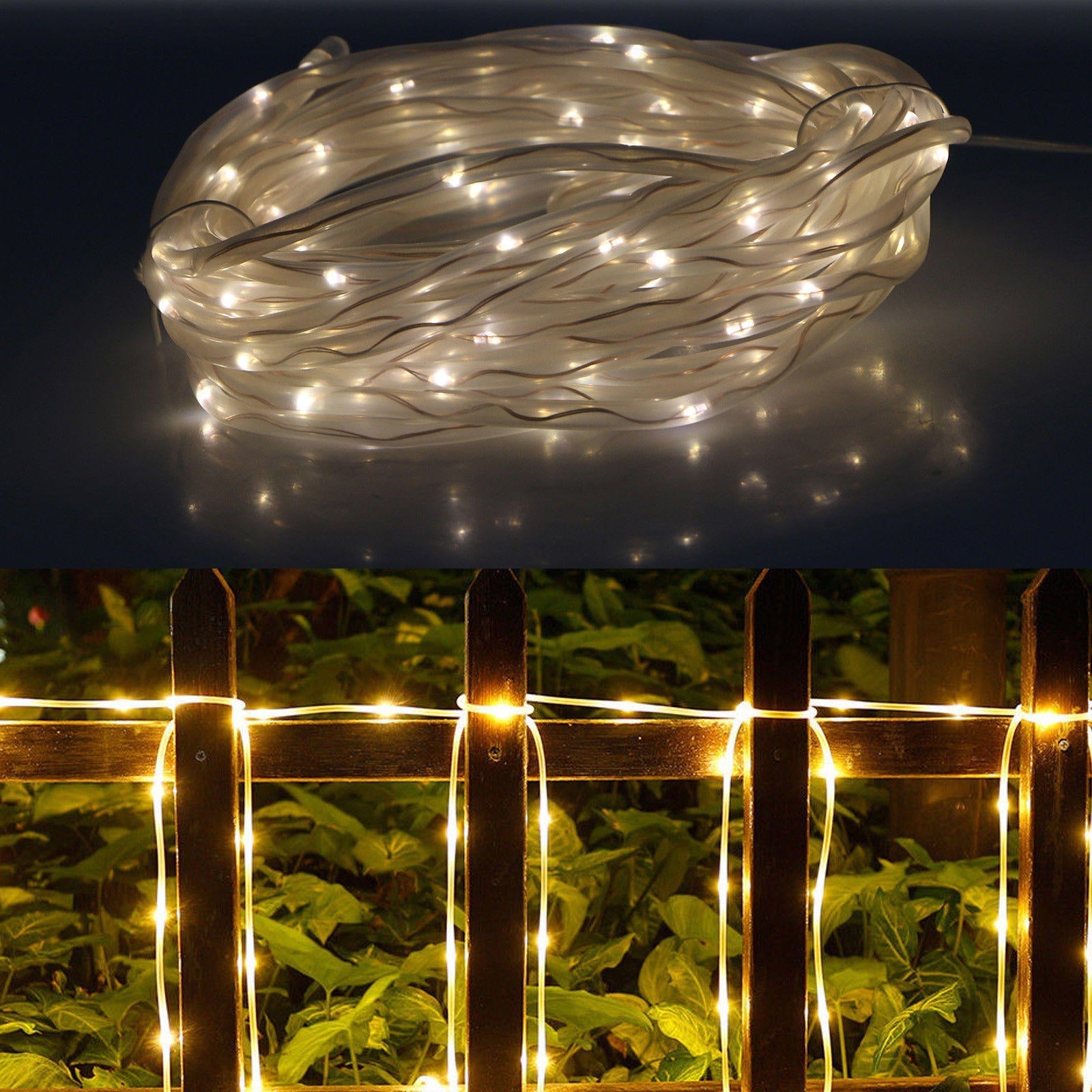 39FT 100 LED Solar String Rope Lights - Waterproof Fairy Lights for Xmas, Wedding, Party Decor, Night Lighting