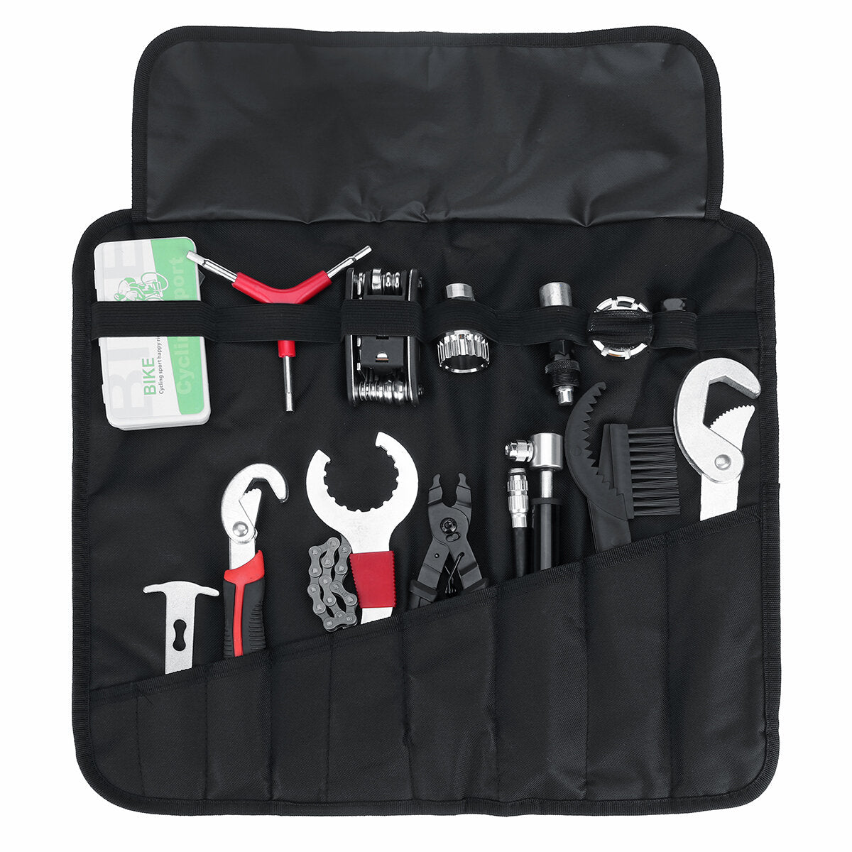 14-Piece Bike Repair Tool Kit: Hex Wrench, Tire Patch, Pump & More for Emergency Fixes