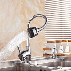 Solid Brass Kitchen Faucet - Flexible Pull Tap for Hot & Cold Water