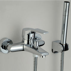 Modern Wall-Mount Bathroom Faucet: Tub, Shower Head, and Valve Mixer