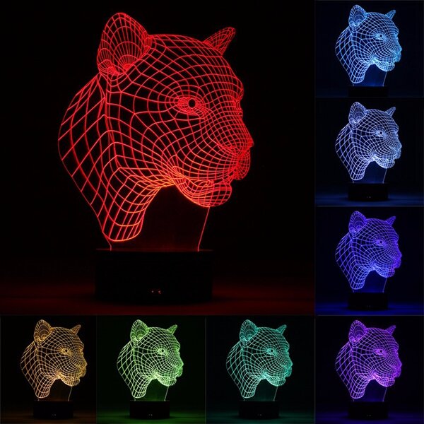 3D Color Changing LED Desk Lamp - Remote Controlled Acrylic USB Night Light, Perfect Christmas Gift