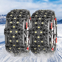 2pcs Full Cover Tire Snow Chains - Anti-Slip, Quenched Steel Studs for Winter Safety