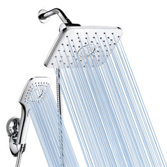 ABS & Chrome Finish Faucet Shower Head Combo with 60-Inch Stainless Steel Hose for Bathroom