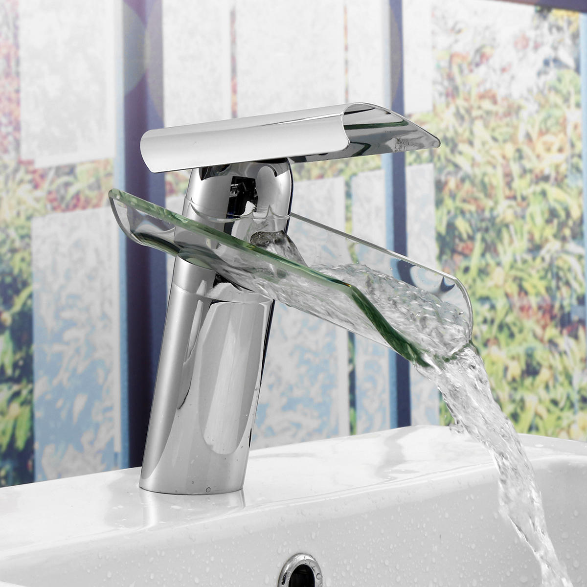 Chrome Solid Brass Waterfall Faucet for Bathroom/Kitchen Basin Sink Mixer Tap