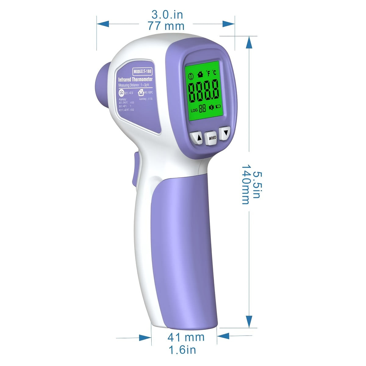 2-in-1 Non-Contact LCD Digital Body Thermometer with Fever Alarm