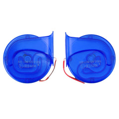 Pair of 12V 110dB Universal Blue Super Loud Air Snail Horns for Car, Van, and Motorcycle