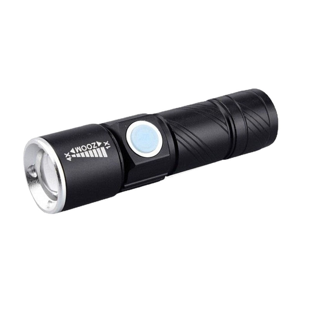 Rechargeable USB Flashlight Q5 - 3 Modes, Mini Zoom, Waterproof, Built-in Battery, Tactical Camping & Bike Torch