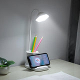 Multifunctional USB Rechargeable LED Table Lamp with Touch Dimming, Pen Holder, Phone Charger, Folding Stand, Night Light