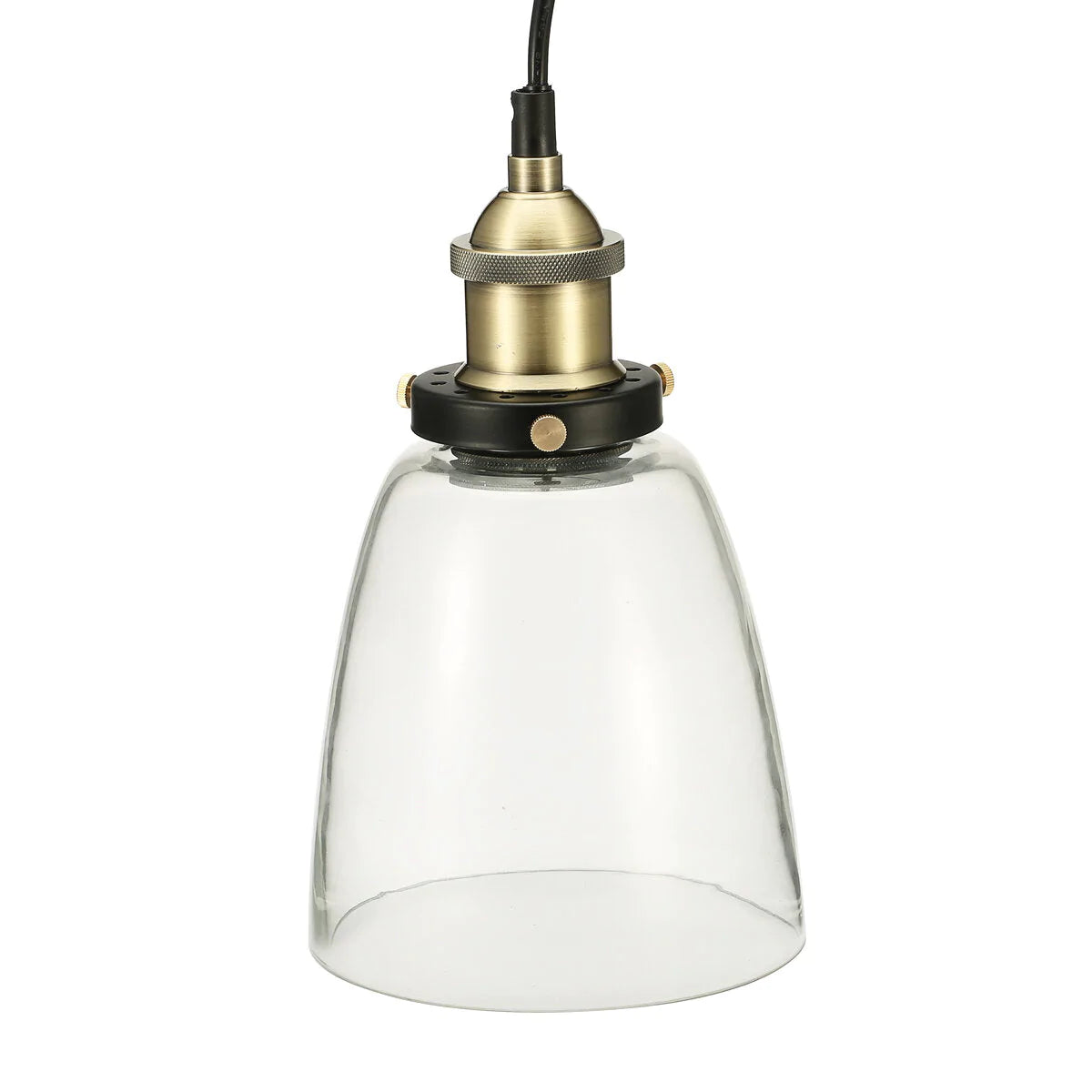 110V E26/E27 Vintage Industrial Pendant Light with Bell Glass Shade, Bulb Not Included