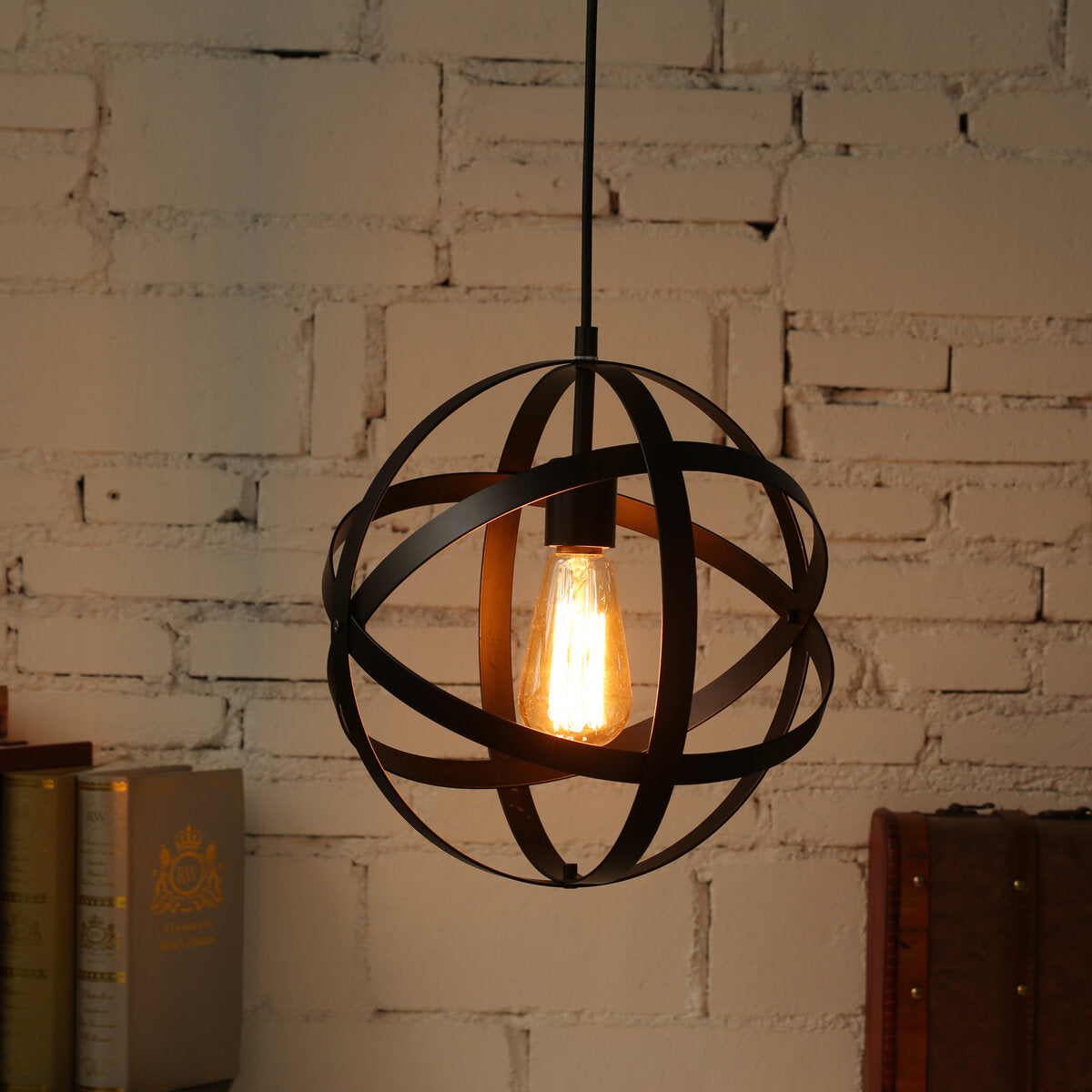 12 Industrial Ceiling Pendant Lights - Metal Spherical Globe Chandelier with Remote Control, AC110V